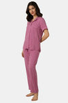 Amante Viscose Loungewear Set - Fuchsia Stripe Print — thumbnail 2